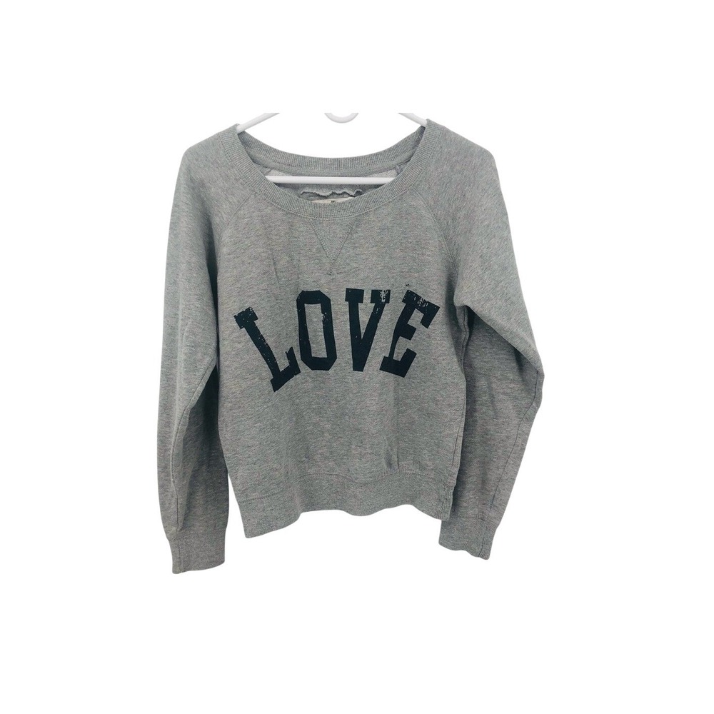 Green sleeve gray graphic sweatshirt S